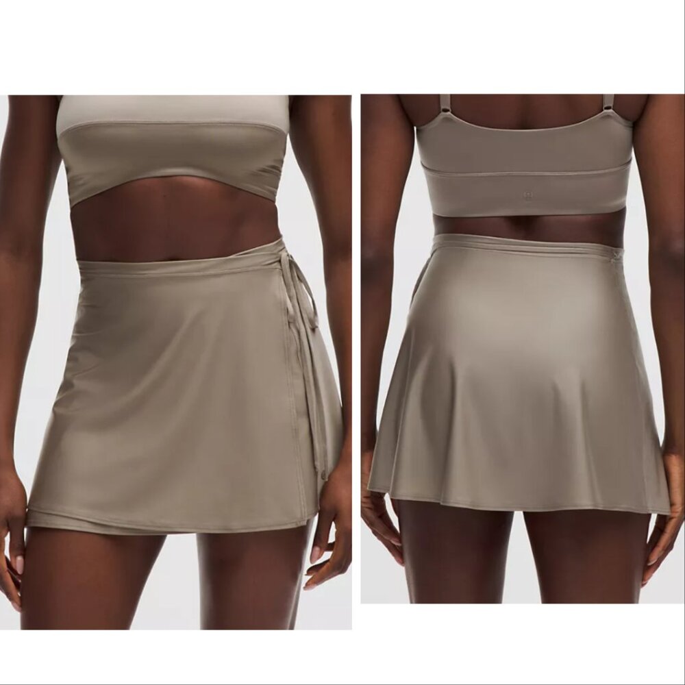 Lululemon Satin Ballet High-Rise Wrap Skirt Warm Ash Grey